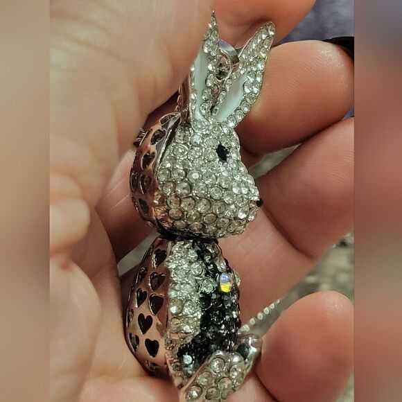 Austrian Crystal Bunny Pendant Necklace - Picture 2 of 9